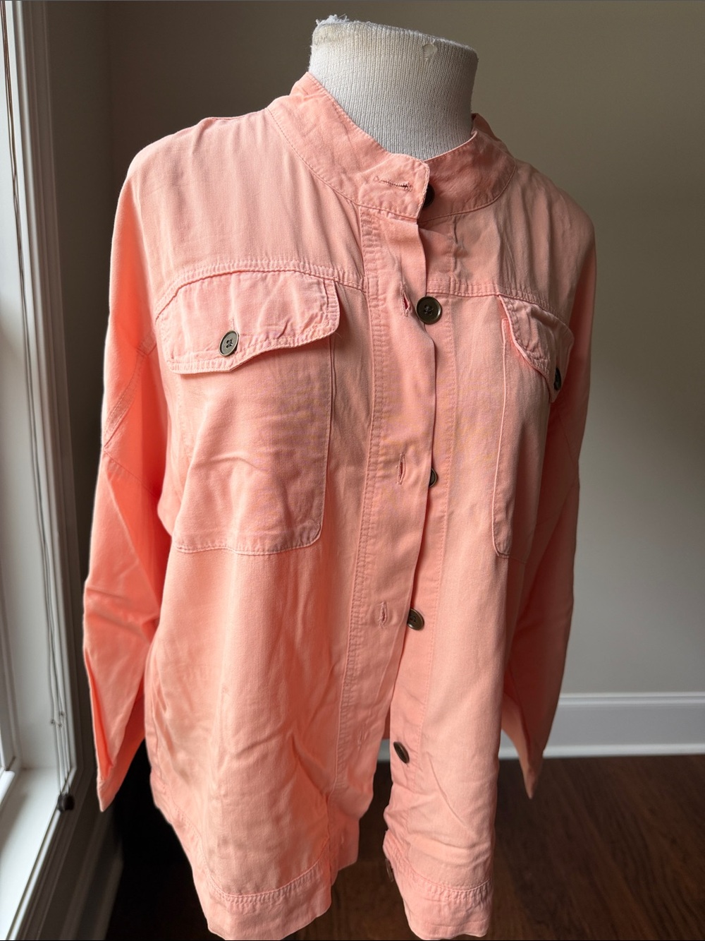 Women's Coral Utility Jacket with Button-Front Pockets